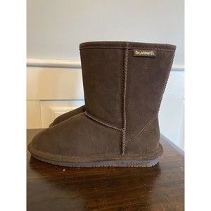 Bearpaw Girls Size 5 Youth Chocolate Brown Suede Lined Boots Winter
